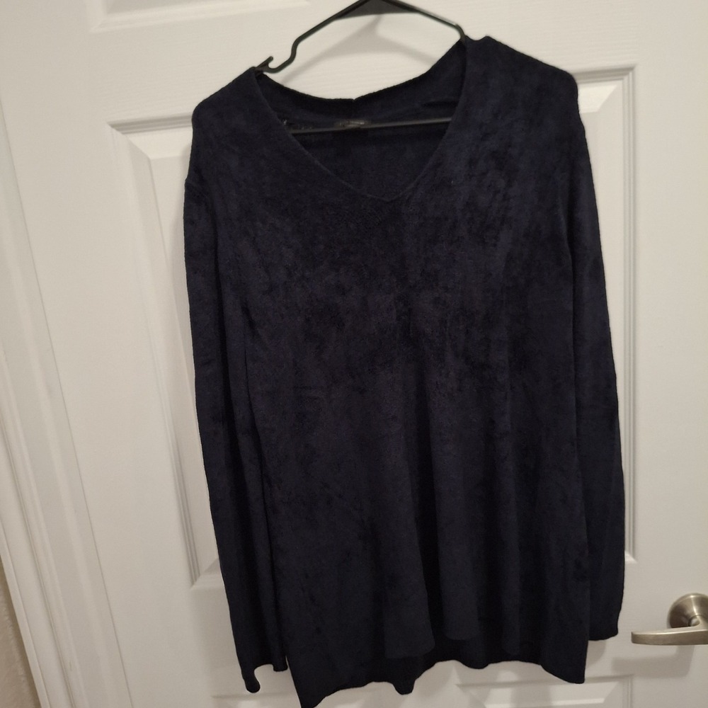 J Jill Large Navy Soft Cozy Versatile Wearever V Neck‎ Pullover Sweater